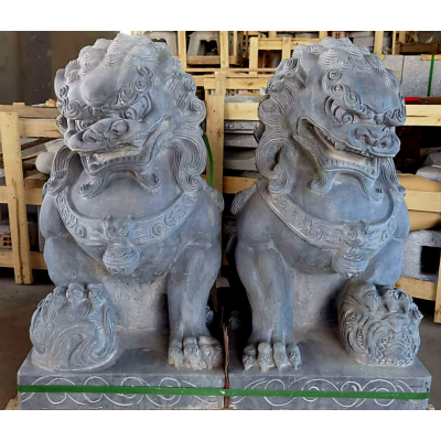 CONJUNTO DE 2 FOO DOGS 75cm (Calcário Azul) CONJUNTO DE 2 FOO DOGS 75cm (Calcário Azul)